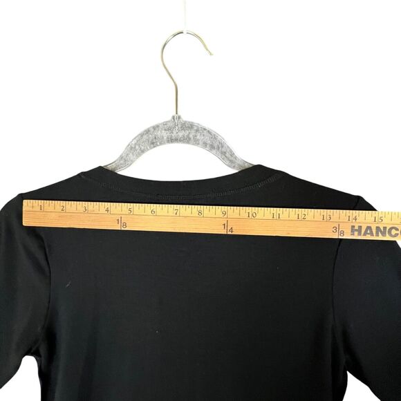 Anatomie Henley Shirt 3/4 Sleeve Stretchy Snap Button Raw Edge Black Sz Small - Picture 9 of 10